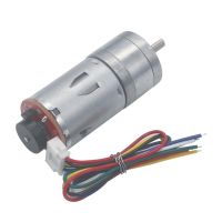 JGA25-370 DC Gear Motor with Encoder Speed Code Plate Large Torque 12V Race Chassis Motor Forward and reverse for Smart Car