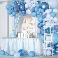 （koko party supplies） ลูกโป่งยางพาราสำหรับงานปาร์ตี้,พวงมาลัยลูกโป่งสีน้ำเงินชุดโค้งวันเกิดบาแต่งงาน1st งานวันเกิดครบรอบ1ปีอาบน้ำเด็กลูกโป่งยางพารา