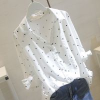 Office lady plus size White blouse shirt fashion women tops and blouses 2021 Fall female shirt polka dot OL women blouses 5XL