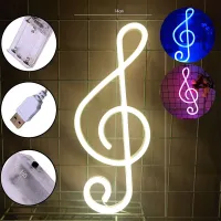 Neon Sign LED Music Note Neon Light Batteryusb Powered Colorful Neon Lamp Wall Mounted Music Bar Nightlight Decorative Table