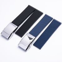 Suitable For 22mm 24mm Black Dark Blue Soft Silicone Rubber WatchBand Bracelet Fit Breitling Strap navitimer/Avenger/Superocean