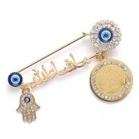 Muslim Islam Arabic Four Korah Sutra Fatima Turkey Evil Eye Stainless Steel Brooch Pins Religious Style Amulet Jewelry Headbands