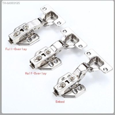 ℗✲ 4Pcs Hinge Stainless Steel Hydraulic Cabinet Door Hinges Damper Buffer Soft Close Kitchen Cupboard Furniture Full/Embed