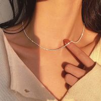 Trend Sparkling Silver Color Choker Necklace for Women Elegant Clavicle Chain Necklace Party Wedding Collar Shiny Jewelry Gifts