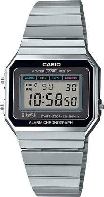 Casio Mens A700W-1ACF Classic Digital Display Quartz Silver Watch