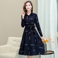 ● 2022 early autumn temperament long-sleeved shirt dress to restore ancient ways to receive light French luxury early autumn dress female waist feeling