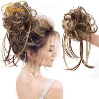 วงผมสังเคราะห์หยิกยุ่ง Chignon ยืดหยุ่น S Crunchy ชิ้นผมปลอมสำหรับผู้หญิงโดนัท Updo สีดำสีน้ำตาลต่อผม