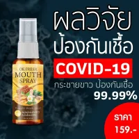 OK Fresh Mouth Spray สเปรย์พ่นคอกระชายขาวผสมน้ำผึ้งบรรเทาอาการเจ็บคอ ใช้ฉีดในช่องปากและลำคอ 30ml. ( 1 ขวด )