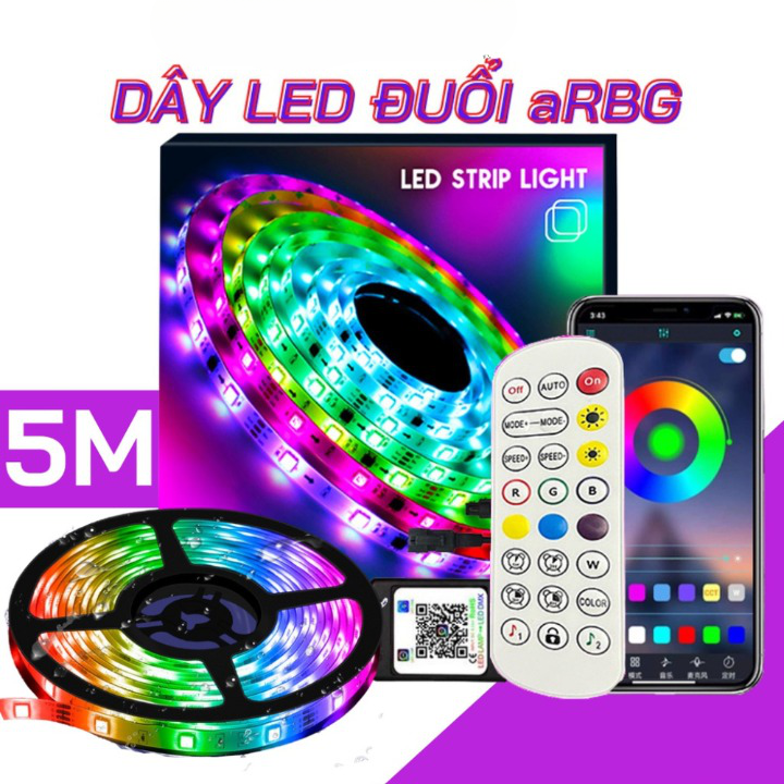 Đèn LED 5m RGB 16 triệu Màu Điều Khiển Bằng Điện Thoại Và Remote ...