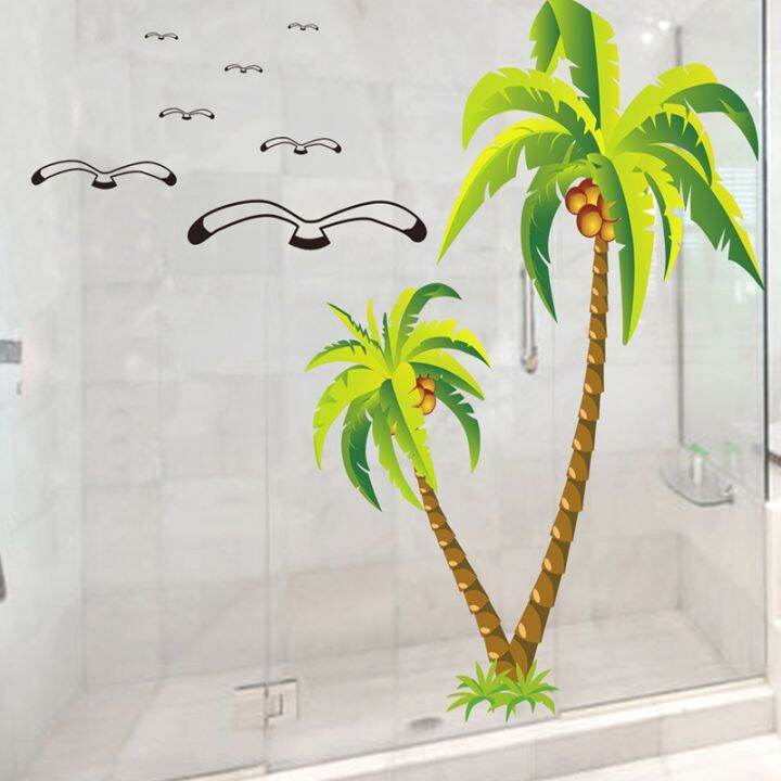 coconut-palm-tree-sticker-tropical-beach-wall-decal-living-room-backdrop-sticker