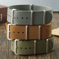 卍 Ribbed Watch Strap 18mm 20mm 22mm High Quality Rugged Nylon Military Straps Retro Watch Band Braid Ballistic Fabric Bands Black