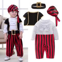 Pirate Captain Cosplay Costume Baby Romper Boys Bodysuits Christmas Fancy Clothes Halloween Costumes Kids Children Jumpsuits