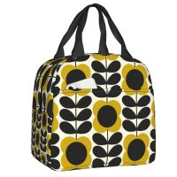 【Slow life】Orla Kiely ดอกไม้ฤดูร้อนถุงถุงอาหารกลางวันหุ้มฉนวนลำต้นสำหรับผู้หญิงกล่องอาหารระบายความร้อนเรขาคณิตใช้ซ้ำได้แบบสแกนดิเนเวีย