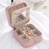 Jewelry box lock jewelry box portable jewelry storage box earrings ring with mirror decoration beauty travel box cosmetic storag