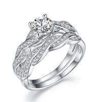 Luxury Pure 100 925 Sterling Silver Women Ring Set Rhinestone Zircon Fine Wedding Bridal Set Jewelry