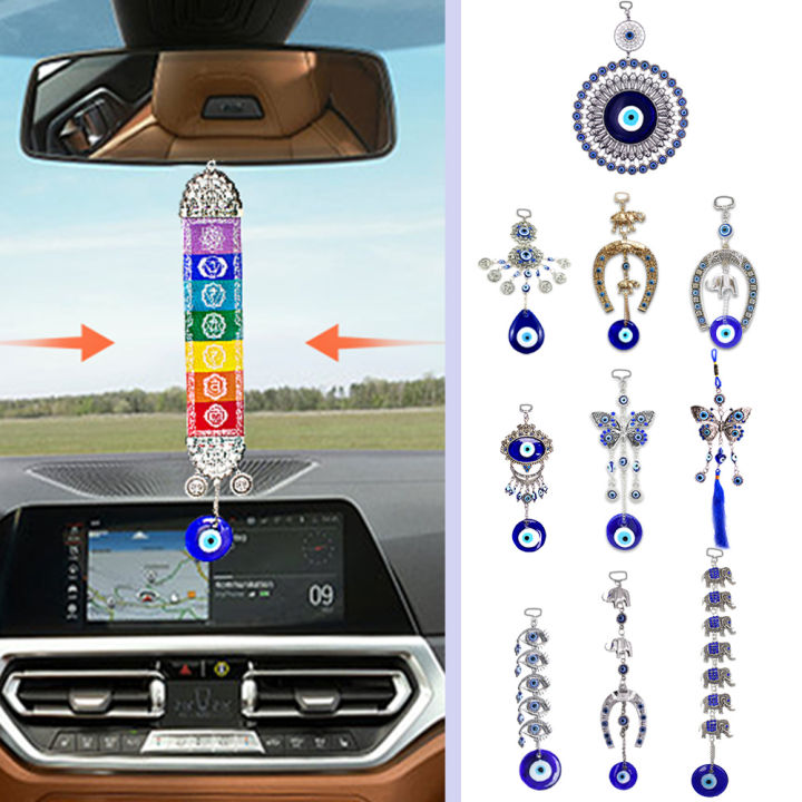 1 Pack Devil'S Eye Pendant, Metallic Blue Tassel Protective Sign, Suitable  For Home/Office Decoration, Car Rearview Mirror Accessories Decoration