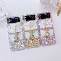 YIQIAN สำหรับ Samsung Galaxy Z Flip 4 5G Crystal Glitter Case, ผู้หญิงดอกไม้ 3D Handmade Glitter Crystal Diamond Glitter ฮาร์ดพีซีกรณีสำหรับ Galaxy Z Flip 4