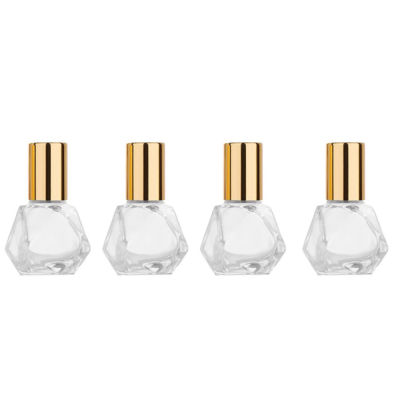 4pieces Aluminum Cap Essential Oils Mini Vial Perfumes Container Glass Roller Bottle