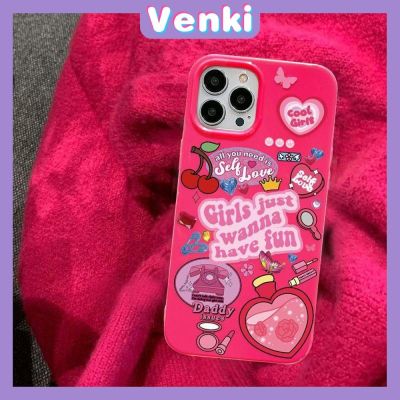 VENKI - เคสไอโฟน11 เคส iPhone Case Soft TPU Glossy Pink Candy Case น้ำหอมเชอร์รี่ป้องกันกล้องกันกระแทกสำหรับ iPhone 14 13 12 11 Pro Max 7 8 Plus X XR