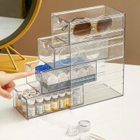 4-layer Plastic Drawer Storage Box Transparent Dustproof Glasses Cosmetic Desktop Stationery Storage Rack
