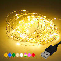 Hot LED String ไฟ10M 5M USB กันน้ำทองแดงลวด Garland Fairy Light สำหรับตกแต่งคริสต์มาสปาร์ตี้8สี