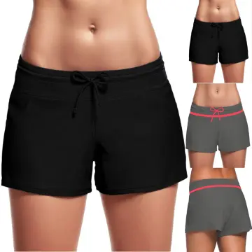 Solid Bikini Bottom Womens Swim Skirt Built-in Shorts Briefs Side