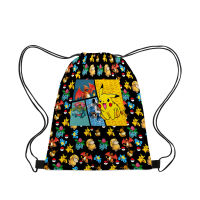 Pikachu Pokemon Pokémon Pokemon Pikachu Drawstring Backpack Cartoon Drawstring Pocket นักเรียนระดับประถมศึกษาและมัธยมศึกษา