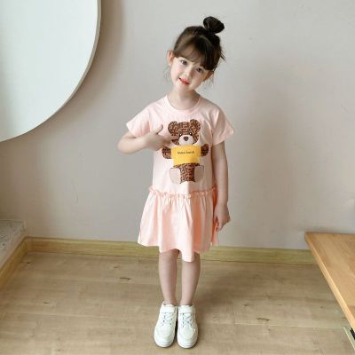 Fendi∮ High-End Girls Summer New Dress Children S Short-Sleeved Princess Skirt Half-Sleeve Comfort Dress