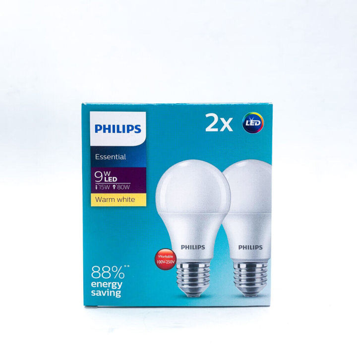 แพ็คคู่-x2-ฟิลิปส์-philips-essential-led-bulb-9w-ขั้ว-e27-daylight-warmwhite-แอลอีดี-หลอดไฟ-หลอดแอลอีดี-หลอดled-แพคคู่