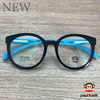 กรอบแว่นตา สำหรับตัดเลนส์ แว่นตาชาย หญิง Fashion รุ่น Paul Frank 3084 สีดำขาฟ้า กรอบเต็ม Rectangle ทรงรี ขาข้อต่อ วัสดุ TR 90 รับตัดเลนส์ทุกชนิด