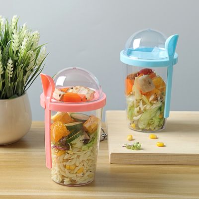 hot【cw】 400ml Cups Oatmeal Cereal Yogurt Salad Cup Bento Bowl Bottle