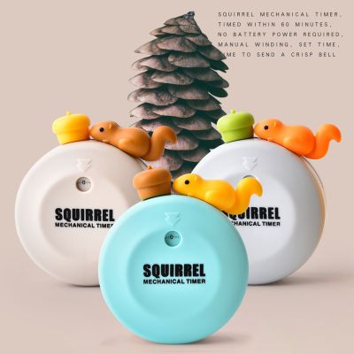 ▬ Cute Running Squirrel Mechanical Kitchen Timer Time Management Countdown Clock Magnetic Kitchen Time Home Decoration