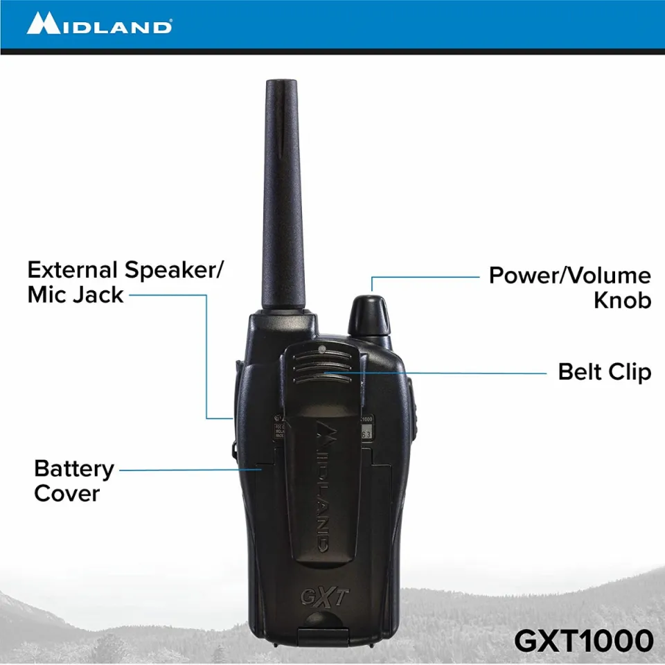 Midland GXT1000VP4 50 Channel GMRS Two-Way Radio Up to 36 Mile Range Walkie Talkie Black Silver (Pack of 4) - 4
