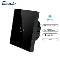 Esooli ewelink WIFI Smart Touch Switch APP Wireless Remote Light Wall Switch Crystal Glass Panel Works With Alexa / Google Home