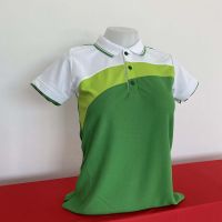 เสื้อโปโลหญิง Women Polo Shirt Plain Polo T Shirt Soft Pique Short Sleeve Tops For Women Side Vents สีเขียวแบบตัดต่อเฉียงสีขาว เนื้อผ้านุ่ม สวมใส่สบาย ซึ่งมีทั้งแบบชาย และแบบผู้หญิง