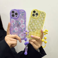 For 13 Case Purple Flower Chain Phone Case For 12 11 Pro Max X XR XS Max Round Hole Fat Girl Shockproof TPU Cover