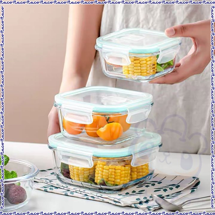 ACE BOROSILICATE GLASS LUNCH BOXES SET OF 3 CONTAINERS WITH LUNCH BAG