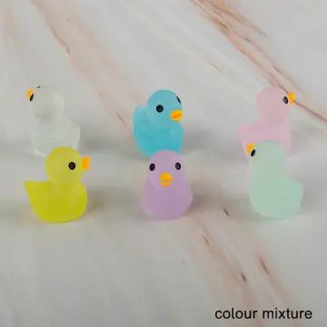 10PCS Mini Luminous Resin Ducks Glow in The Dark Miniature Ornament Tiny  Ducks For DIY Garden