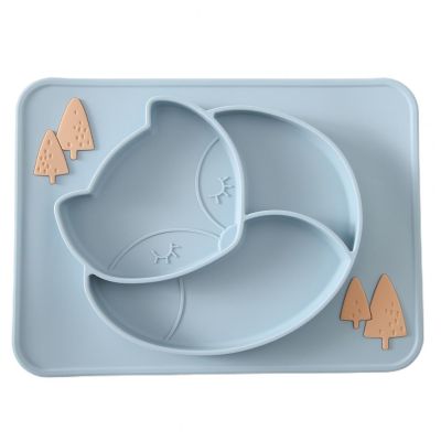 Baby Feeding Dining Plate Anti-scalding Tableware Silicone Cartoon Fox Infant Kids Supplementary Food Bowl for Dining Room