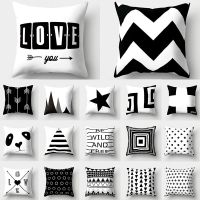 White Black Geometric Cushion Cover 45x45 Pillowcase Sofa Cushion Decor Pillowcase Polyester Home Decor Pillowcase