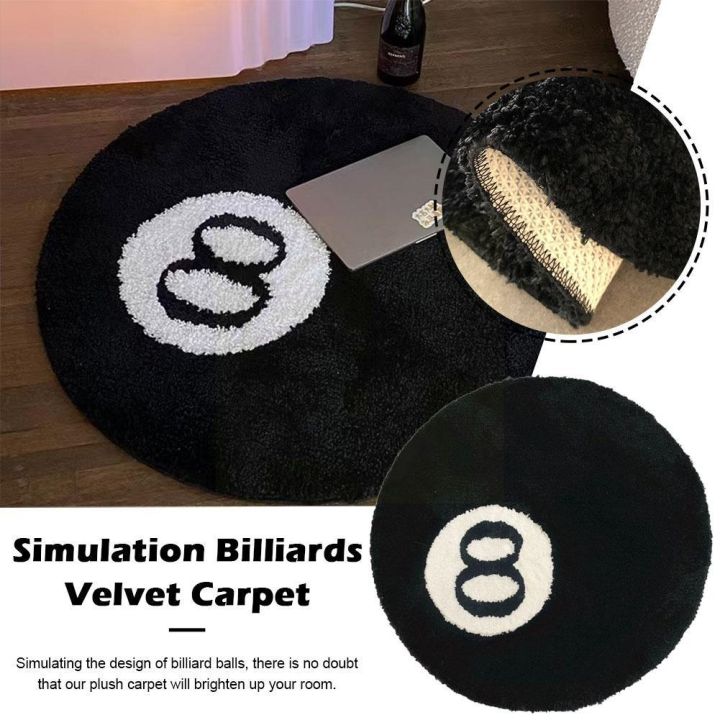 black-simulation-billiards-8-ball-round-flocking-anti-slip-soft-floor-mat-living-room-bedroom-bedside-carpet-plush-tea-table-mat