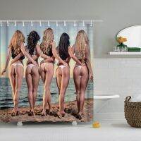 Dafield Luxury Shower Curtain Women Nude Sexy Ass Hot Bikini Girls on the Beach Get Naked Polyester With Hooks