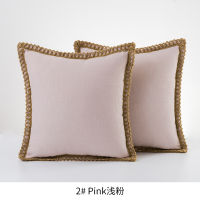 Nordic 30x5045x45cm Cotton Linen Square Trim Cushion Cover Solid color fabric pillowcase jute trimmed pillow cover for backrest