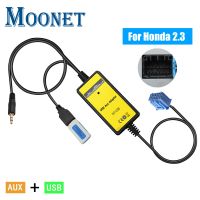 Moonet อะแดปเตอร์ Aux Usb Mp3เครื่องเสียงรถยนต์ขนาด3.5มม. เครื่องเปลี่ยน Cd อินเตอร์เฟซเอยูเอ็กซ์สำหรับ Honda 2.3สอดคล้องโอดิสซี Crv นักบิน S2000 Qx006