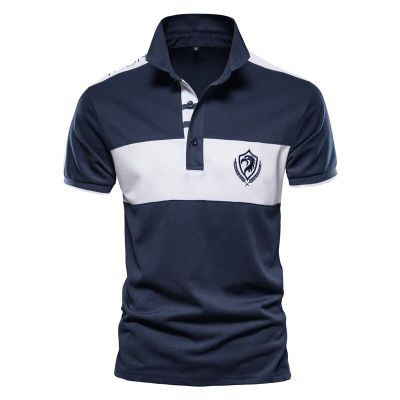 HOT11★ Brand Cotton Polo Shirt Men 2021 New Summer Patchwork Cal Business Short Sleeve Social Mens Polos Mens Clothing