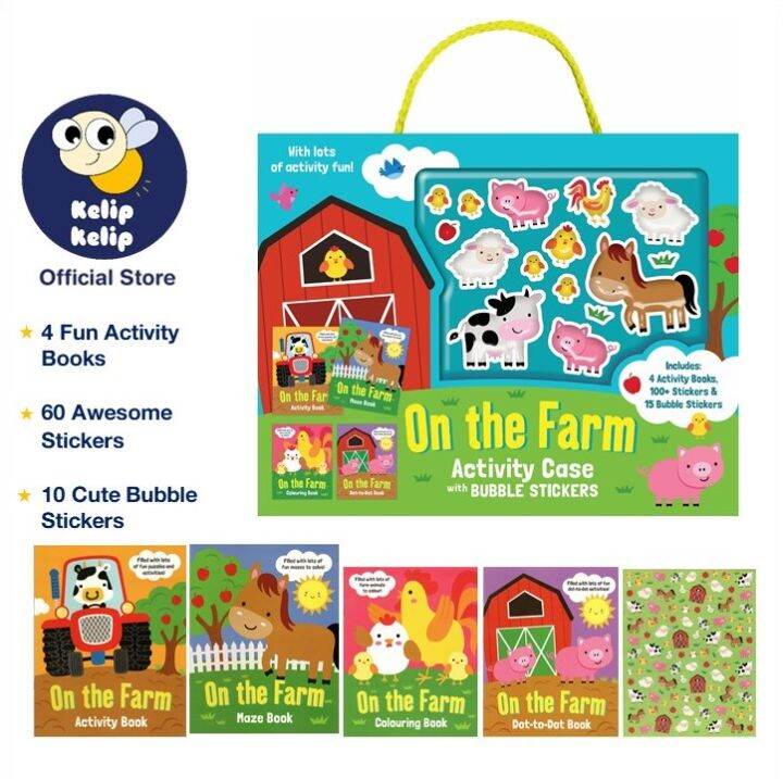 Farm Animals Bubble Stickers Book Gift Set for Kids with 4 Books ...