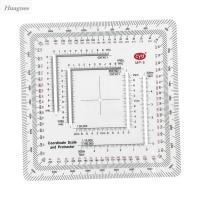 HUAGUES ไม้บรรทัดสี่เหลี่ยม MP-5อะคริลิคแสดงภูมิประเทศไม้โปรแทรคเตอร์แผนที่ไม้บรรทัดวัดมุมเครื่องวัดพิกัด