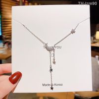 ? เครื่องประดับ 2020 titanium steel micro set auger moon necklace stars chain tassel clavicle female temperament of contracted meniscus pendant necklace