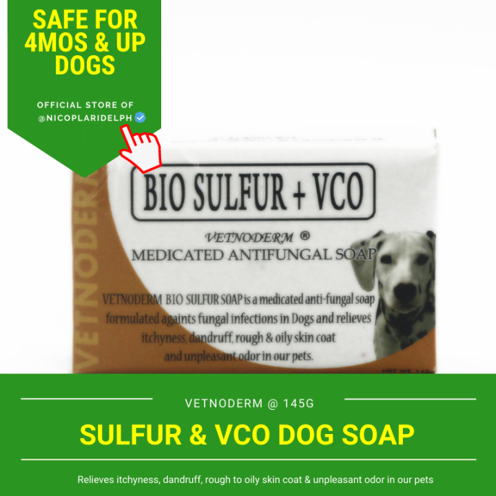 Vetnoderm Sulfur VCO AntiFungal Soap for Dogs Dandruff, Itchy, Scaly