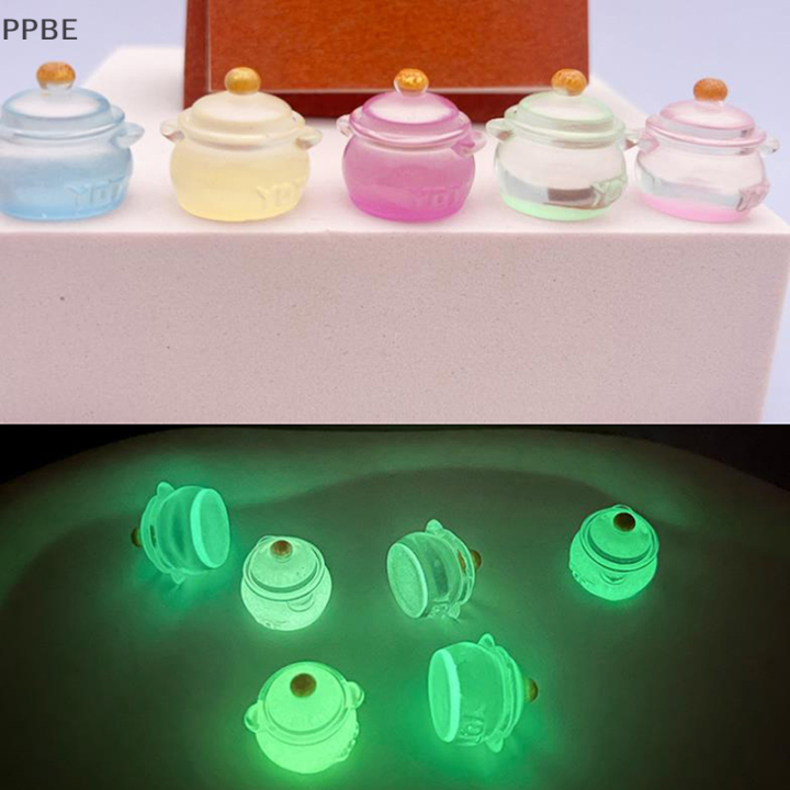 ppbe-2pcs-luminous-mini-resin-milk-pot-รถแดชบอร์ดของเล่นรถเครื่องประดับสี
